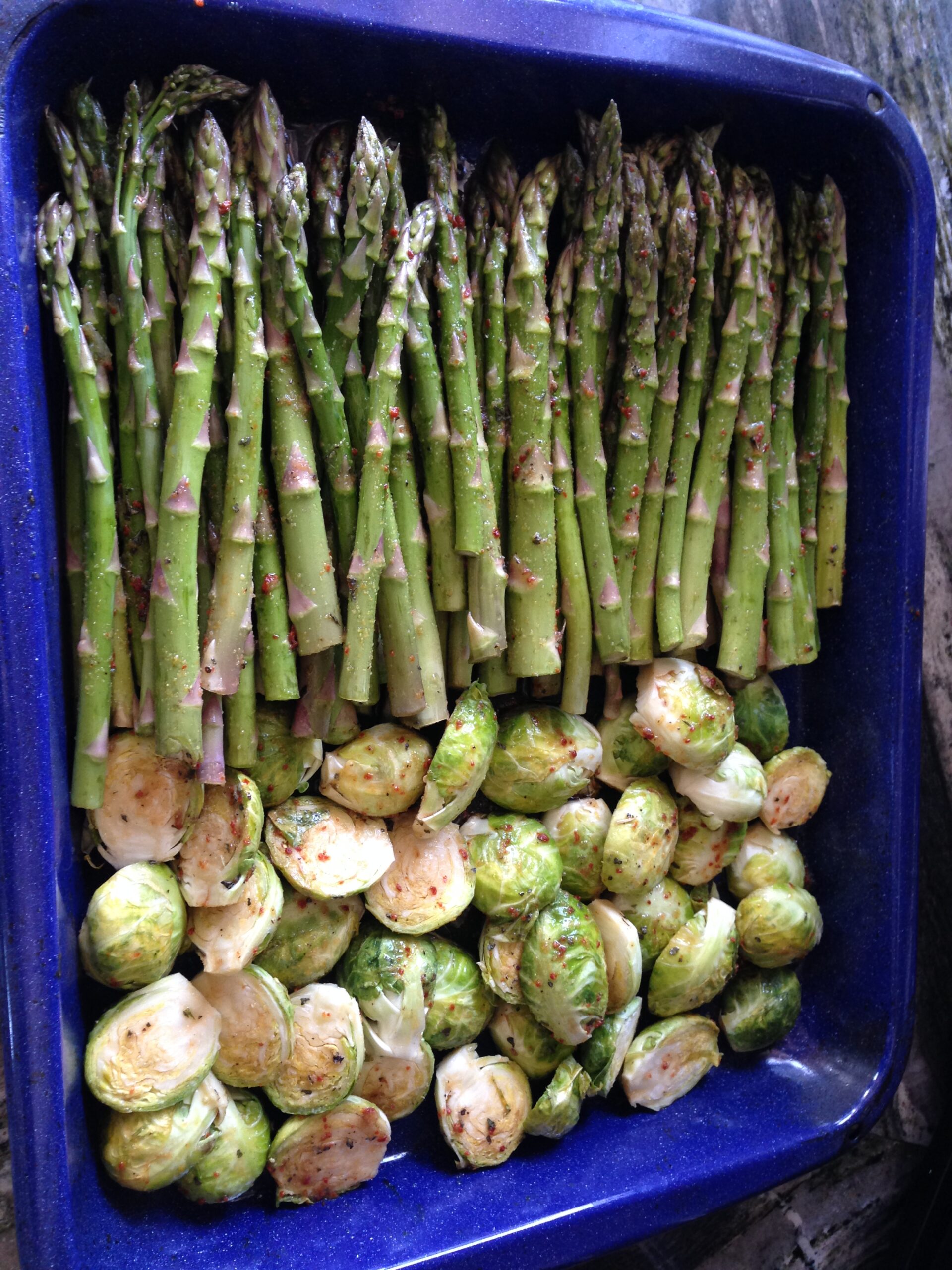 asparagus and brussels sprouts