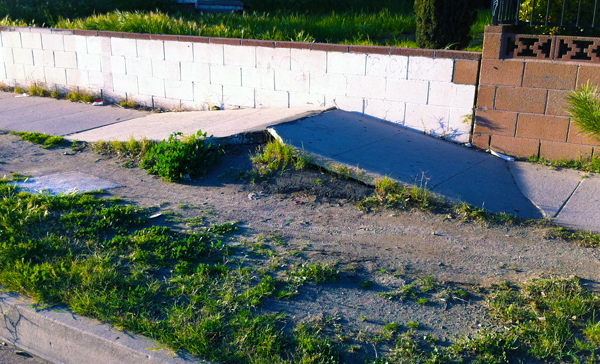 destroyed sidewalk