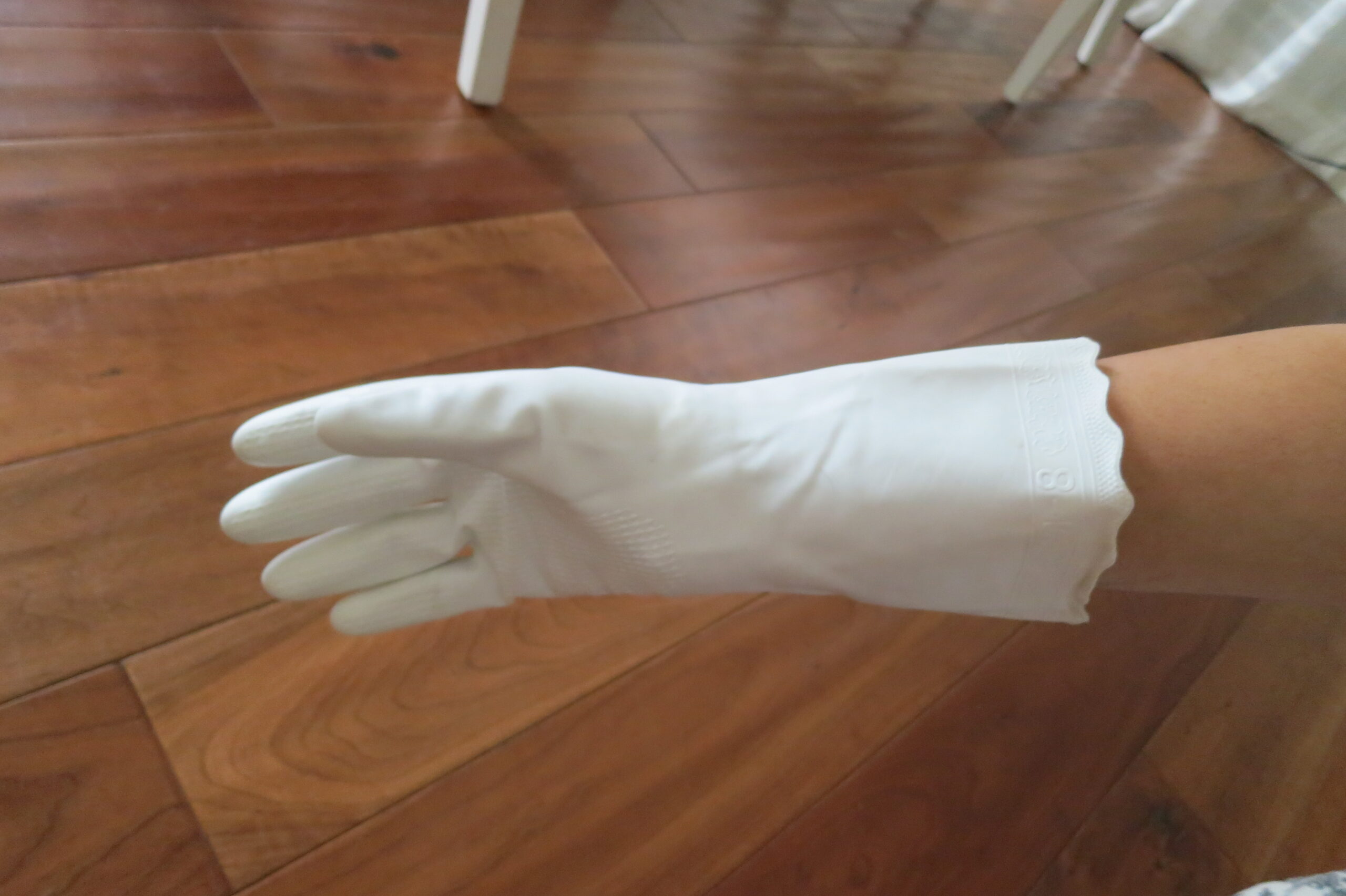 wrist brace covered with glove