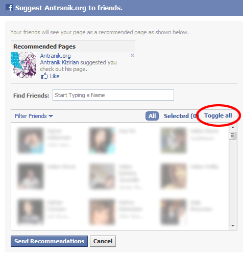 facebook inviter toggle all