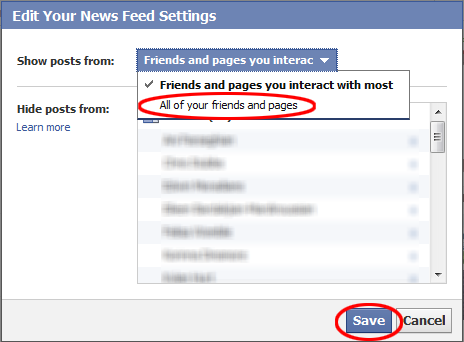show posts click on "show all of your friends and pages" in facebook settings